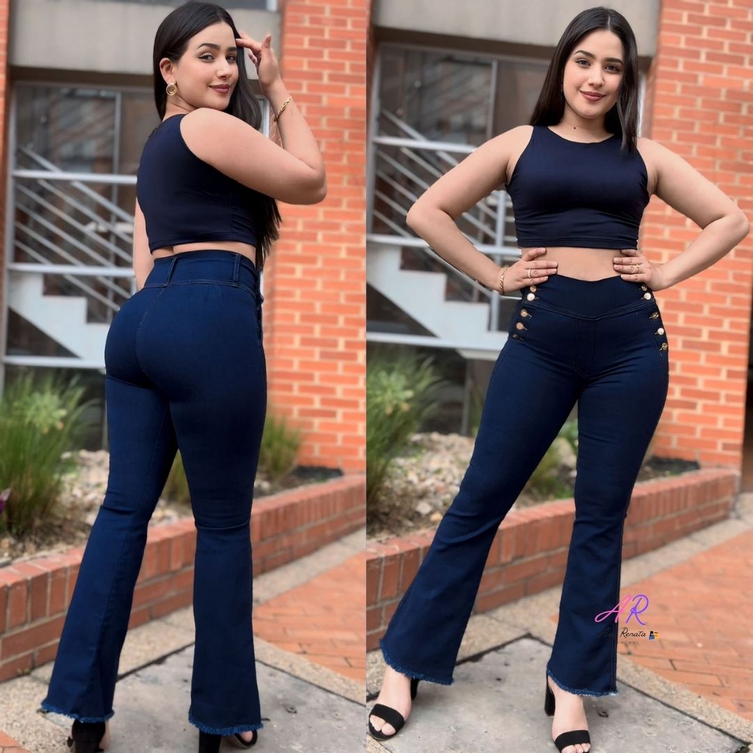 Pantalon Jeans Mujer Bota Ancha