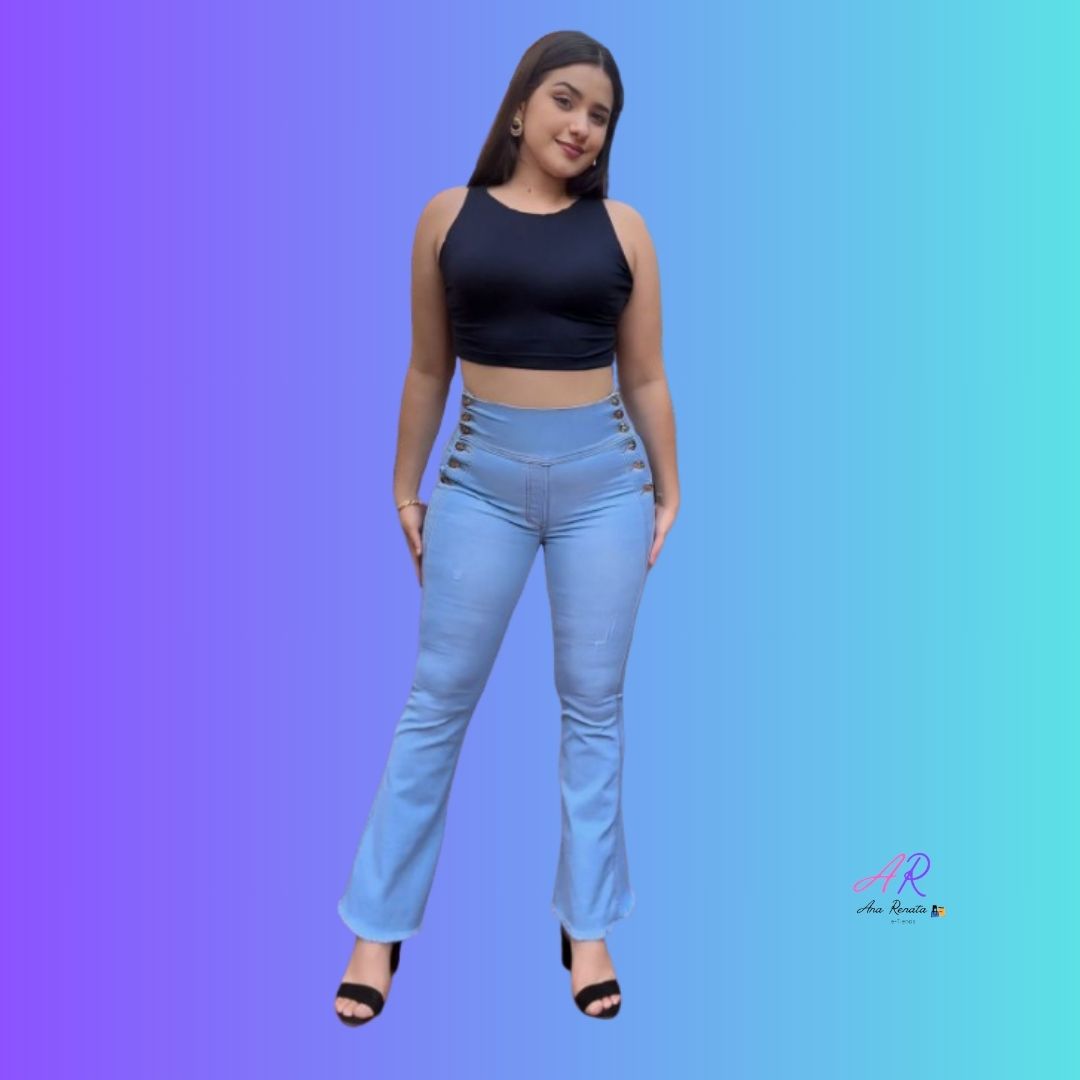 Pantalon Jeans Mujer Bota Ancha