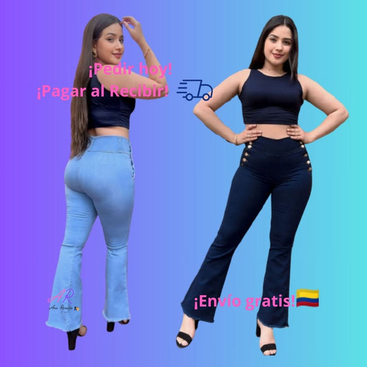 Pantalon Jeans Mujer Bota Ancha