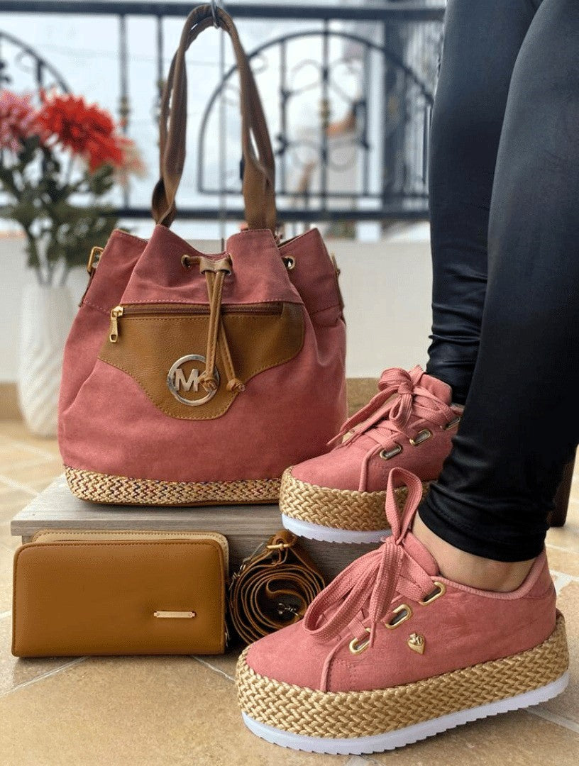 Trío Yute Bolso + Billetera + Calzado