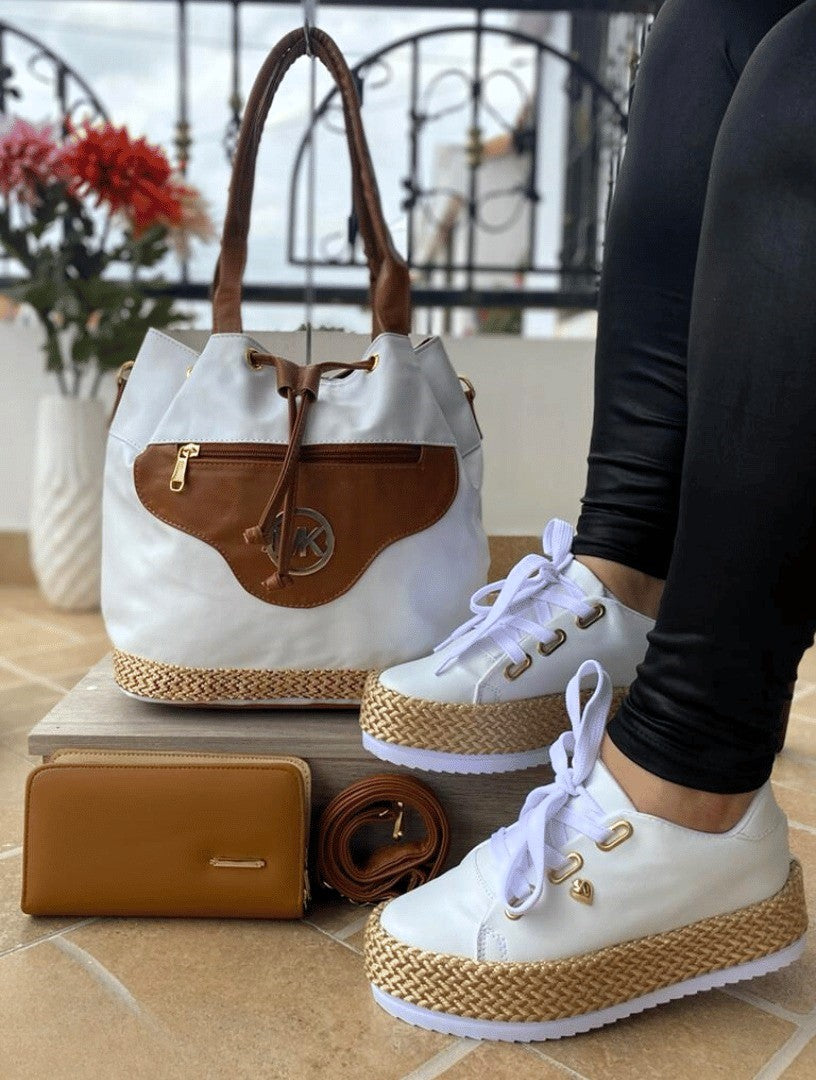 Trío Yute Bolso + Billetera + Calzado