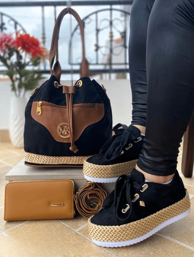 Trío Yute Bolso + Billetera + Calzado