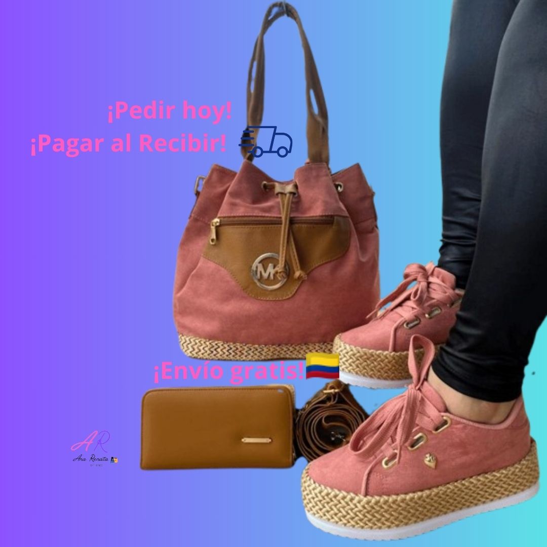 Trío Yute Bolso + Billetera + Calzado