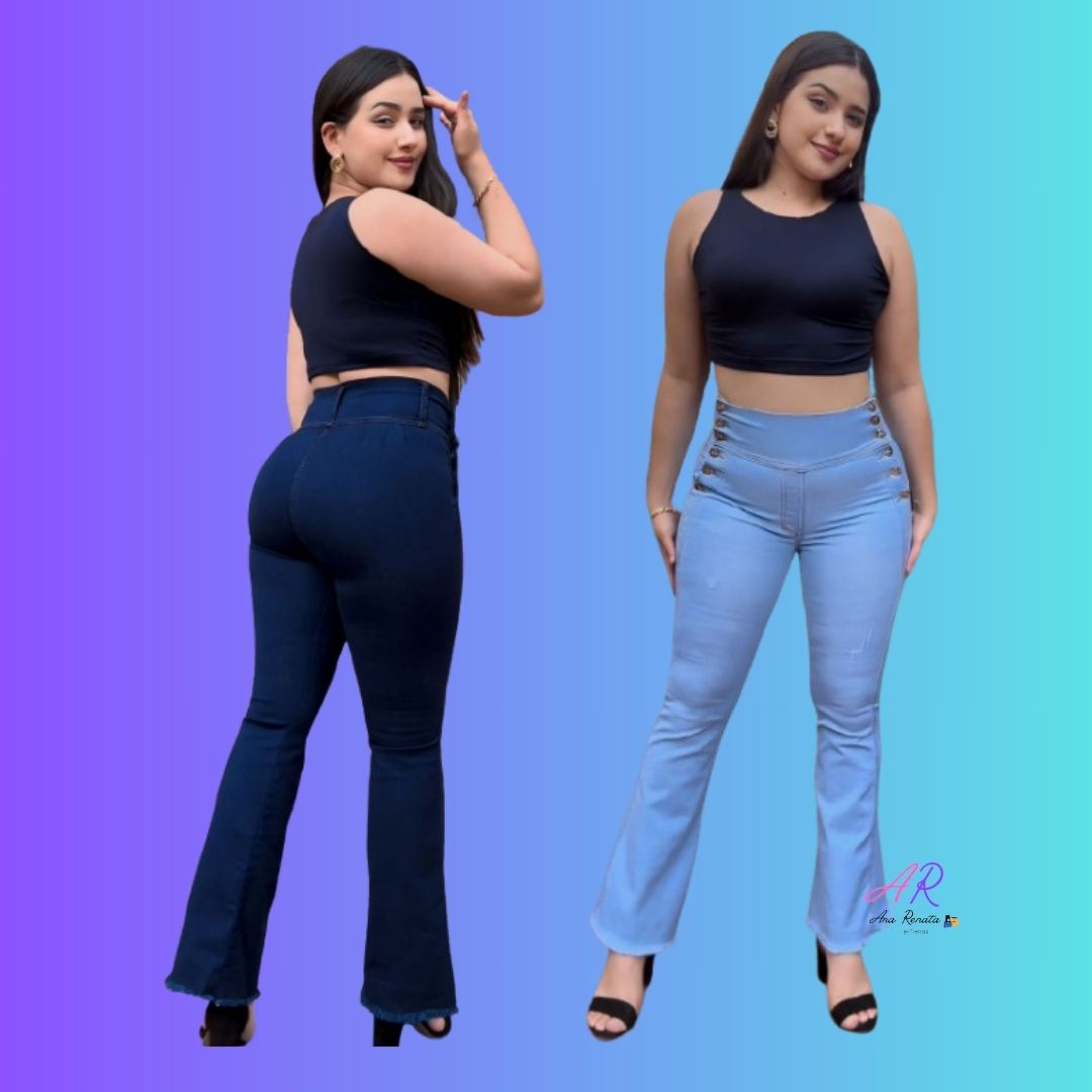 Pantalon Jeans Mujer Bota Ancha