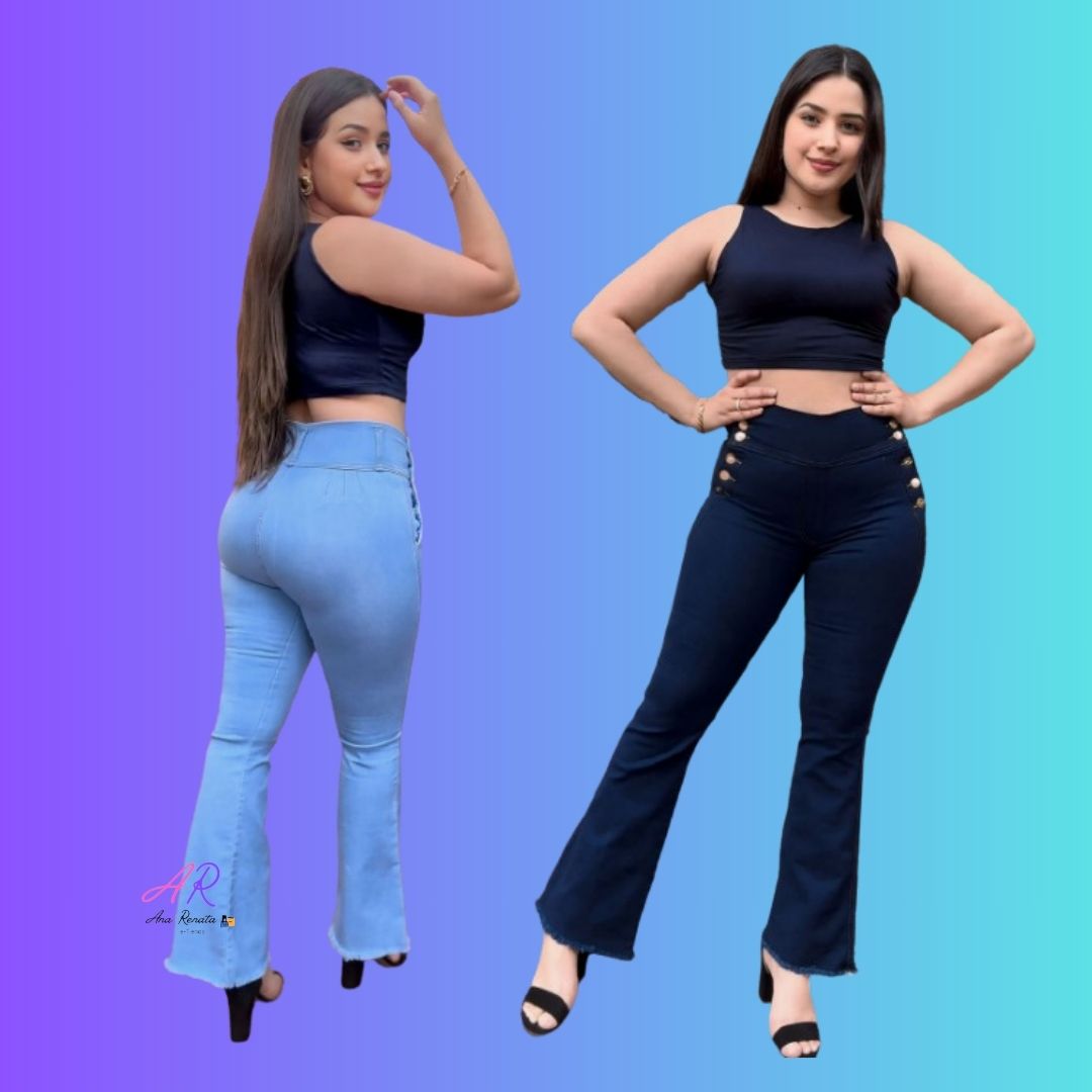 Pantalon Jeans Mujer Bota Ancha
