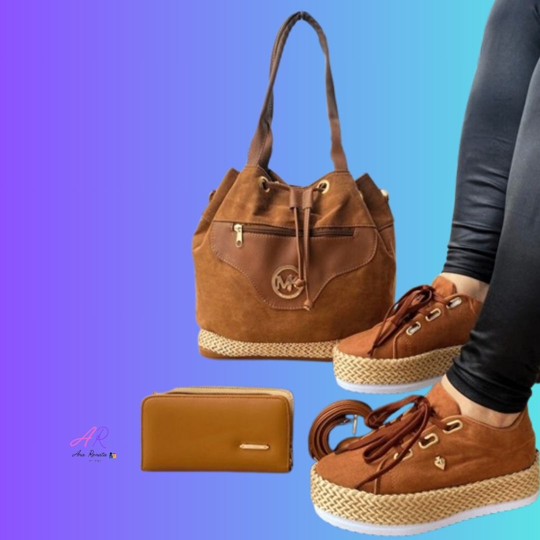 Trío Yute Bolso + Billetera + Calzado