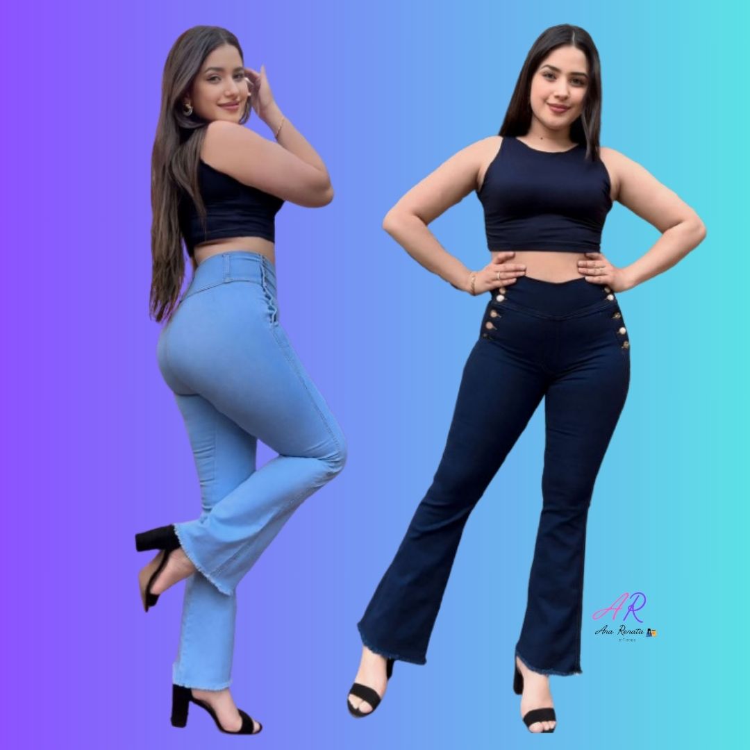 Pantalon Jeans Mujer Bota Ancha