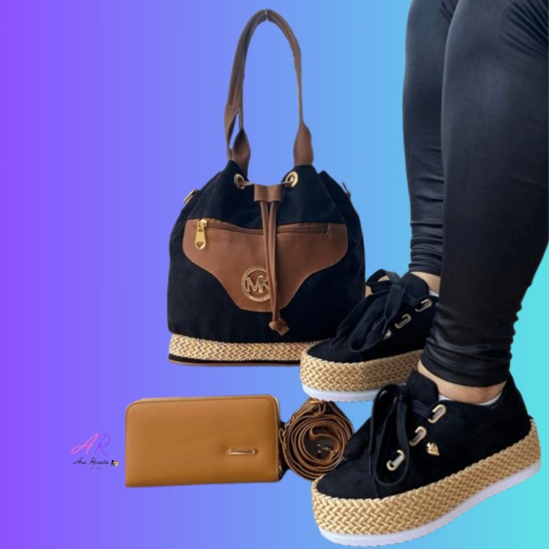Trío Yute Bolso + Billetera + Calzado