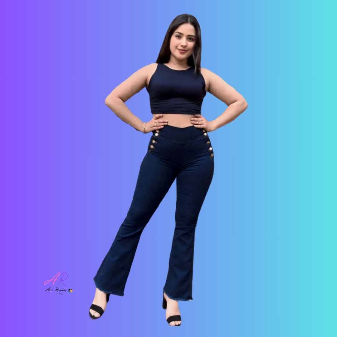 Pantalon Jeans Mujer Bota Ancha