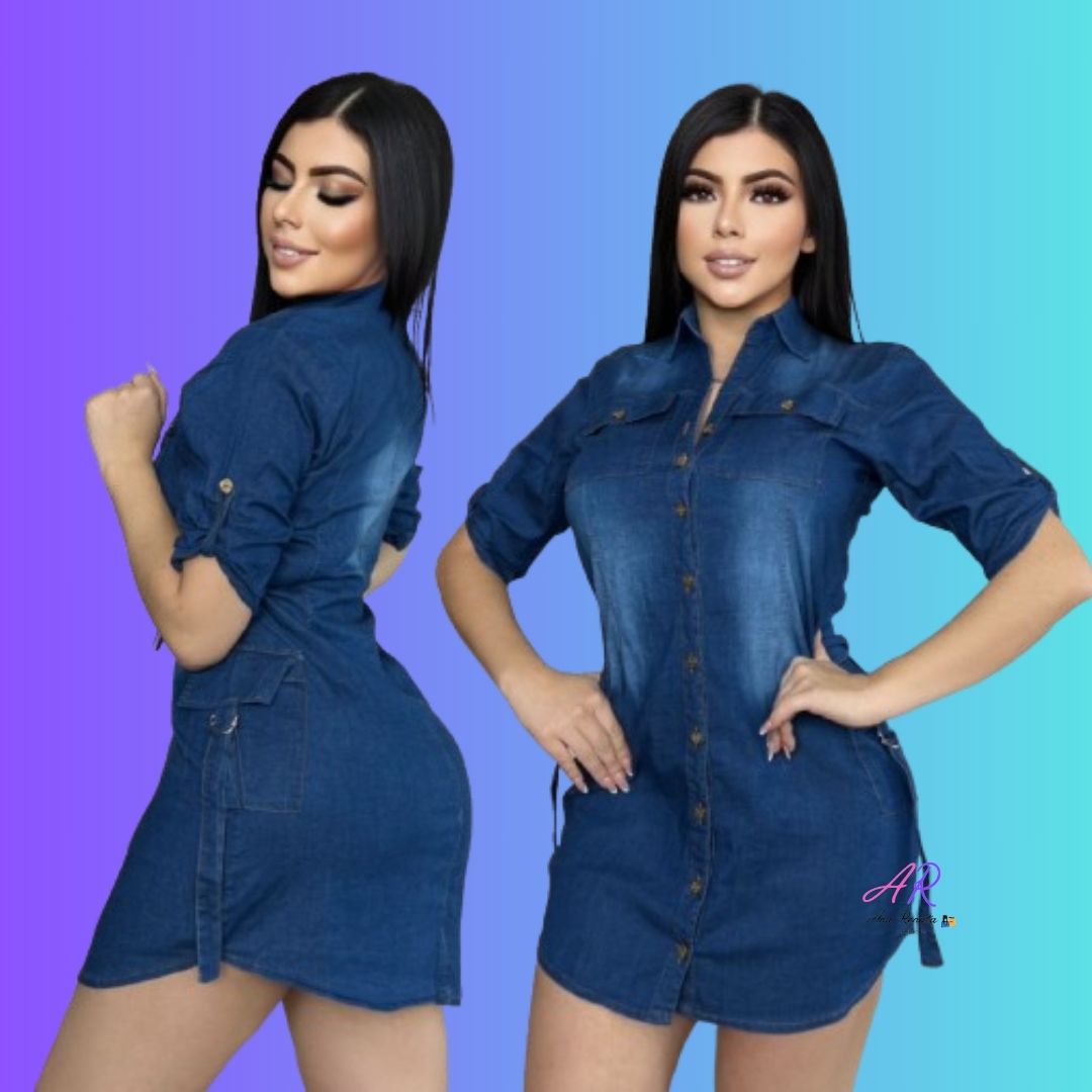 Vestido en Jean Cargo