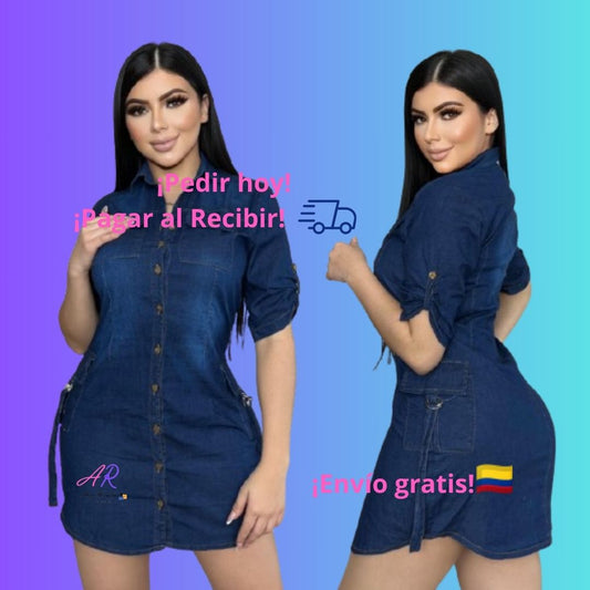 Vestido en Jean Cargo